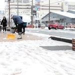 雪化粧となった豊岡市の市街地＝同市寿町