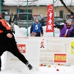 雪合戦を楽しむ参加者＝香美町小代区実山