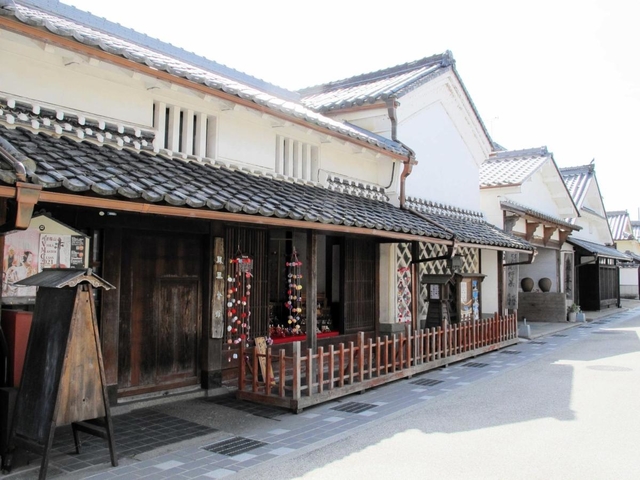映画「森の学校」のロケ地となった河原町通り（伝統的建造物群保存地区）の「鳳凰会館」＝丹波篠山市河原町
