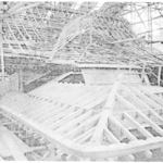 前回の大規模修理時にあらわになった、社殿の屋根の骨組み（「重要文化財　八幡神社本殿及び拝殿修理工事報告書」より抜粋