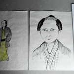 発見した人相書の文章を基に、氷上郷土史研究会の会員が描いた絵＝柏原藩陣屋跡