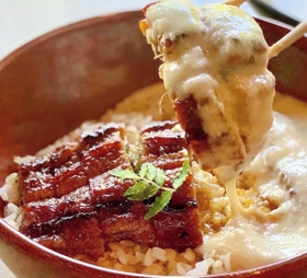 古民家レストラン「りょうり舎やまゆ」の「うなとろ丼」＝丹波篠山市網掛