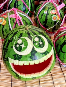 きらきらお目めのスイカアート＝丹波篠山市黒岡、特産館ささやま