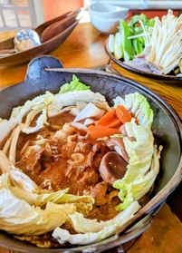 冬の味覚を代表する「ぼたん鍋」＝料理旅館「高砂」
