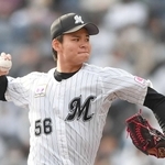 日本ハム戦で７回から登板しプロ初勝利を挙げたロッテ・中森俊介投手＝ＺＯＺＯマリンスタジアム