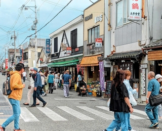 観光客でにぎわう篠山城下町の二階町通り周辺＝丹波篠山市二階町（２０２３年９月撮影）