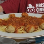 名作アニメ映画を意識したパスタ＝ヱビスシネマ。