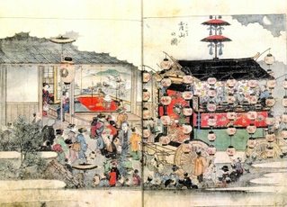 ＬＩＮＥスタンプの絵柄の基になった「篠山春日御社図」（丹波篠山市教育委員会提供）