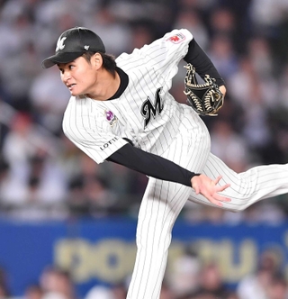 ５回から登板し１イニングを無失点に抑えたロッテ・中森俊介＝ＺＯＺＯマリン（撮影・開出牧）