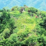 高城山の山上に残る八上城跡＝丹波篠山市提供