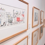 スイス出身の絵本作家の原画が並ぶ会場＝植野記念美術館