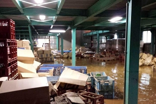 ２０１４年の丹波市豪雨災害では浸水被害などで日本酒などの大量の酒類が犠牲になった（西山酒造場提供）