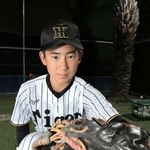 阪神タイガースジュニアチームに選抜された増田湧心さん＝丹波市氷上町常楽