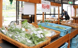 店内には有機栽培の新鮮な野菜が並ぶ＝丹波市市島町上垣