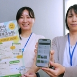 アプリの機能を体感できる親子向けイベントをＰＲするマプリィの担当者たち＝丹波市春日町多田