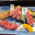 食べ比べセットの三大和牛（志方亭提供）