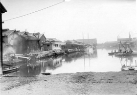 １９３９（昭和１４）年以前の南堀川（高砂市教育委員会提供）