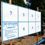 公園に設置されたポスター掲示板＝高砂市荒井町千鳥２