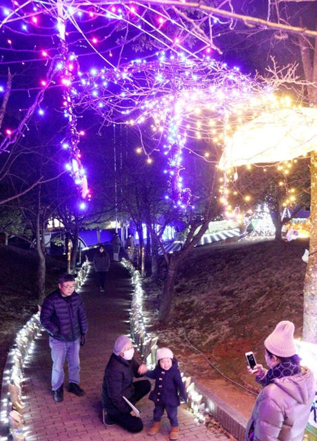 神戸新聞next 東播 クリスマス祝う光の演出 再利用の傘や竹灯籠輝く 稲美でイベント