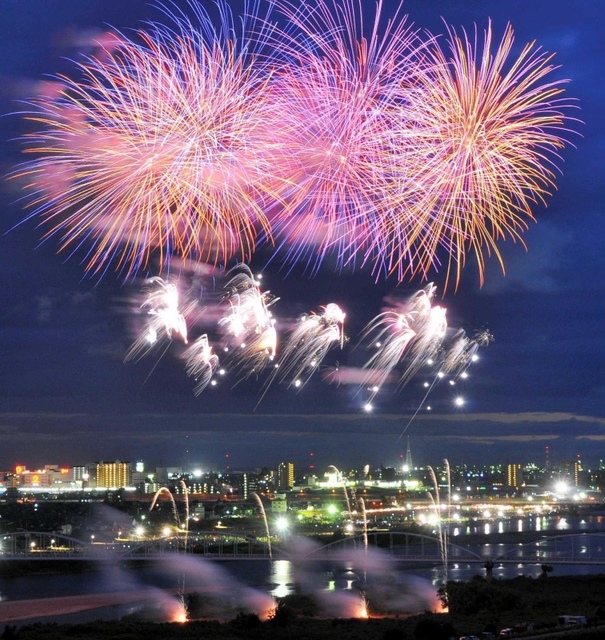 過去の加古川まつり花火大会の様子（加古川市提供）