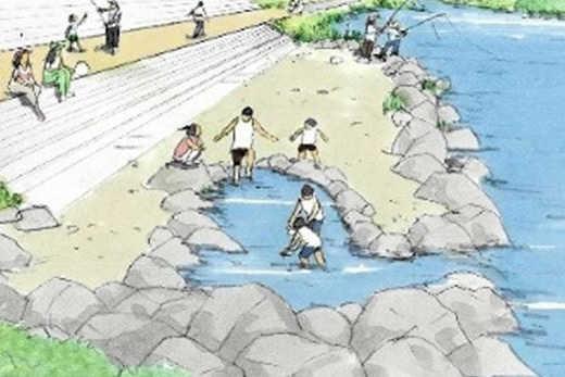 親水空間として整備を目指している護岸、わんどのイメージ図（加古川市提供）