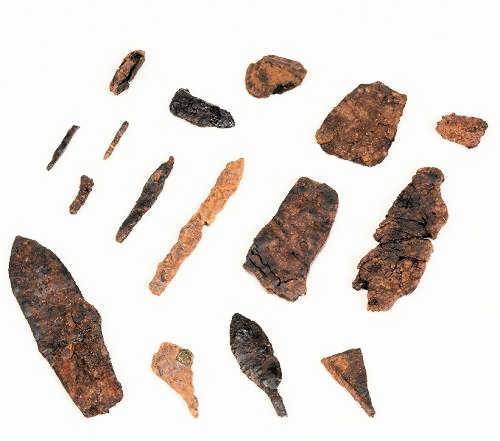 大中遺跡から出土した鉄器（県立考古博物館提供）