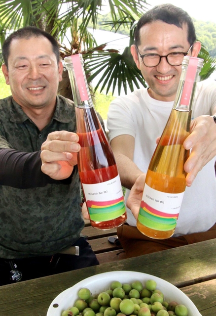 みとろ観光果樹園で収穫された梅やスモモを使ったリキュール「みとろの実」＝加古川市上荘町見土呂