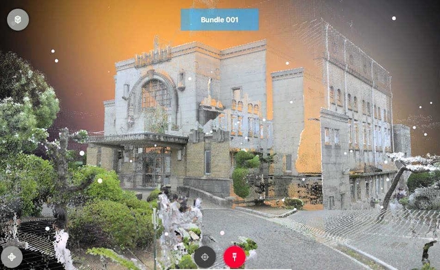 計測した点群データで再現した旧加古川図書館の画像（東播工業高校提供）