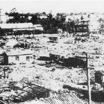 空襲を受けた明石公園周辺＝１９４５年（「明石の空襲－『米国戦略爆撃調査団報告書』から－」より）