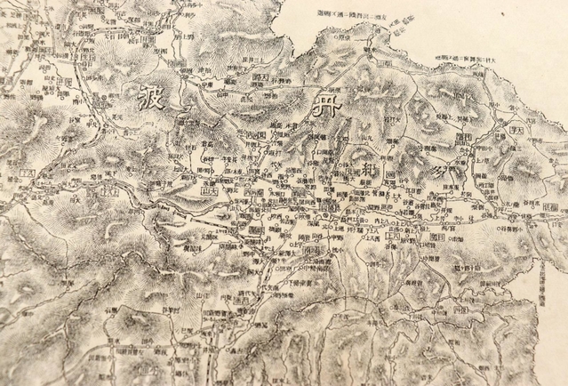 １９０８年に神戸新聞が紙面の付録として発行した地図の丹波地域部分