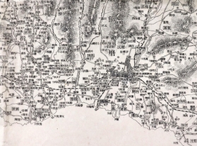 １９０８年に神戸新聞が紙面の付録として発行した地図の姫路市周辺部分