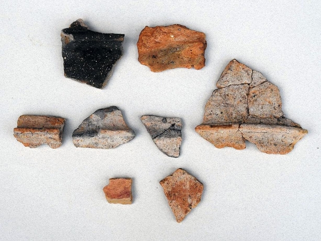 東車塚古墳から出土した埴輪の破片（同市教育委員会提供）