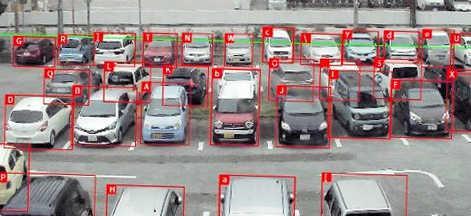 ＡＩによる駐車場画像の解析画面（東播磨県民局提供）