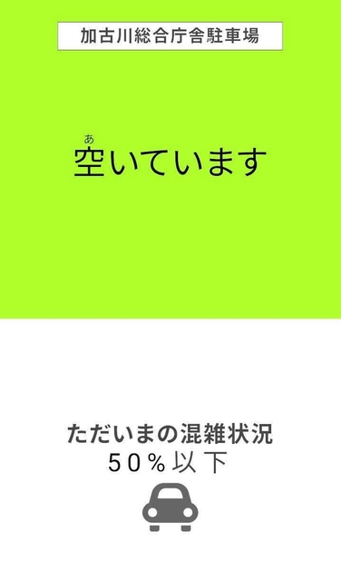 駐車場の混雑状況を知らせる専用ページ