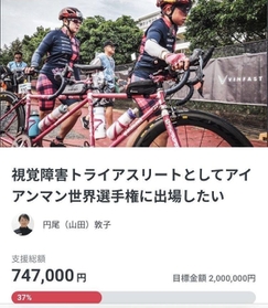 アイアンマンレースの世界選手権出場への協力を求めるクラウドファンディングサイト