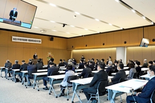 増築棟の完成記念式典が開かれた会場＝加古川市加古川町本町（加古川中央市民病院提供）