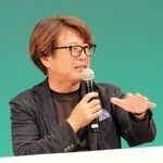 地域経済の未来や地元加古川市への思いを語る粟田貴也社長＝加古川市民会館