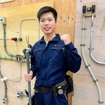 電気工事部門に出場する木下龍之介さん＝東播工業高校