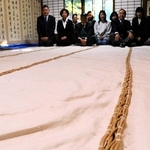 手織りで再現された松右衛門帆＝高砂市高砂町今津町