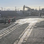 閉場した旧加古川市公設地方卸売市場の跡地。解体工事が進む＝加古川市野口町長砂