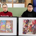 第３１回兵庫ふれあい美術展で佳作に選ばれた垣内健太さん（左）と高山智文さん＝高砂市米田町塩市