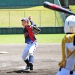 準決勝、決勝で６７球を投げ、チームを支えた東播ナインストリームの田中樟典選手＝日岡山公園野球場