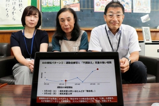 保健日誌をＡＩで分析し、児童の不調のサインをくみ取り２学期に備える取り組みを始めた氷丘南小の管理職ら＝加古川市加古川町溝之口