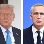 　トランプ米大統領（左）、ノルウェーのストルテンベルグ財務相（いずれもゲッティ＝共同）