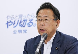 　公明党の西田幹事長＝７月、東京都新宿区の党本部