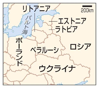 　ウクライナ、ベラルーシ、ロシア、ポーランド、バルト３国