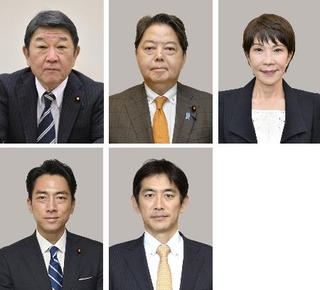 　（上段左から）茂木敏充氏、林芳正氏、高市早苗氏、（下段左から）小泉進次郎氏、小林鷹之氏