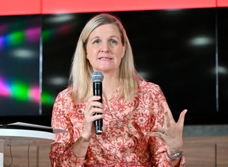 　「国際女性スポーツフォーラム」に出席したＩＯＣのコベントリー会長＝１３日午後、東京都新宿区