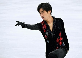 　男子フリー　演技する壷井達也＝オーベルストドルフ（共同）