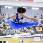 　男子個人総合を制した川上翔平の平行棒＝エスフォルタアリーナ八王子